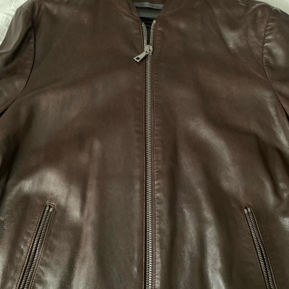 John Varvatos Designer Brown Leather Jacket NWOT - Picture 4 of 11